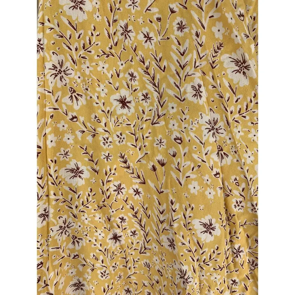 Roxy Floral Short Sleeve Wrap Mini Dress Womens Size Small Yellow New